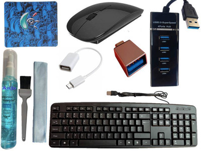 ANJO USB Keyboard-Wireless Mouse-Pad-3.0USB Hub-3in1 Cleaning Kit-OTG Micro & C Type Combo Set