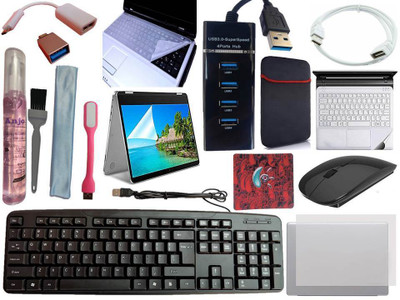 ANJO KeyboardWirelsMouse-Pad-3Hub-3n1Cln-OTGCM-Ext-LED-Skin-15.6iScrn&KeyGuard&Sleeve Combo Set