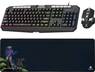 EVOFOX Deathray V2 3 in 1 Gaming Keyboard, Mouse and Extended Deskpad Combo Set Designed for Gaming(Black)