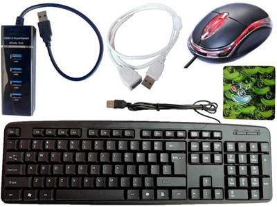 ANJO USB Keyboard-LED Mouse-Mouse Pad-3.0 USB Hub-Ext Cable 1.5m Combo Set
