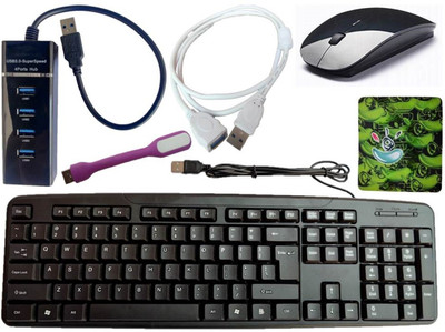 ANJO USB Keyboard-Wireless Mouse-Mouse Pad-3.0 USB Hub-Ext Cable 1.5m-LED Combo Set Designed for Gaming(Multicolor)