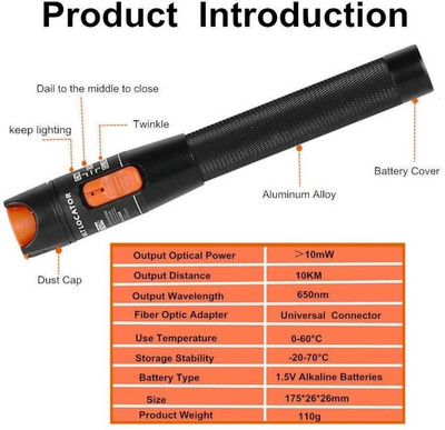 GoodsBazaar 10KM 10mW Visual Fault Locator Fiber Optic Cable Tester VFL Telecom Digital Multimeter(2000 Counts)