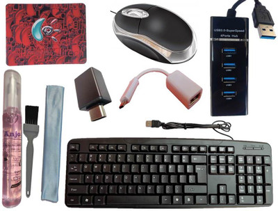 ANJO USB Keyboard-LED Mouse-Pad-3.0 USB Hub-3 in 1 Cleaning Kit-OTG Micro & C Type Combo Set