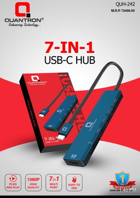 Quantron QUH-242, 7-IN-1 USB - C - HUB 7 PORT. Combo Set Designed for Gaming(Black)