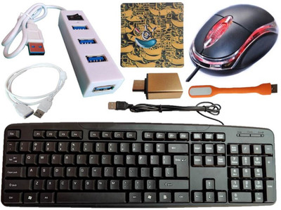 ANJO USB Keyboard-LED Mouse-Mouse Pad-2.0 USB Hub-OTG Type C-Ext Cable 1.5m-LED Combo Set