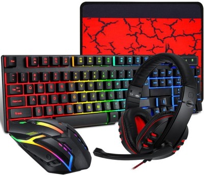 SANNO WORLD Wired Gaming Keyboard and Mouse Headset Combo 4 in 1 Gaming Set 104 Keys Combo Set