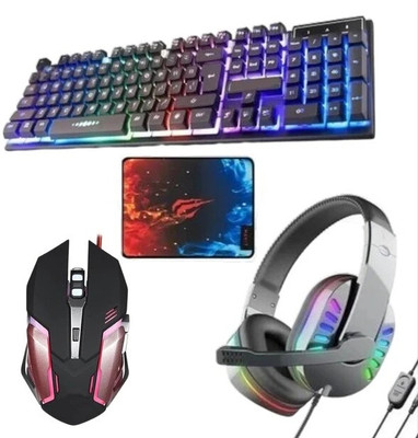 ENTWINO 4 in 1 Gaming Keyboard Mouse Combo With Gaming Headphone + Mousepad Combo Set Designed for Gaming(Black)