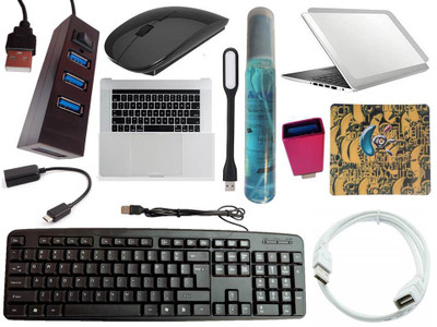 ANJO Keyboard-Wireless Mouse-Pad-2.0 Hub-Cleaner-OTG Micro&C-Ext Cable 1.5m-LED-Skin Combo Set