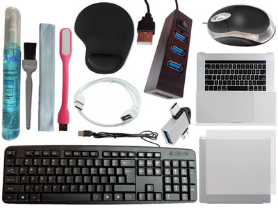 ANJO Keyboard-LED Mouse-Wrist Support Pad-2.0 Hub-3in1 Cleaner-OTG 2in1-Ext-LED-Skin Combo Set
