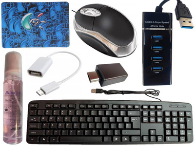 ANJO USB Keyboard-LED Mouse-Pad-3.0 USB Hub-Cleaner-OTG Micro & C Type Combo Set