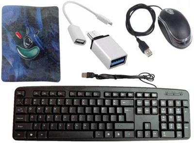 ANJO USB Keyboard, LED Wired Mouse, Pad, OTG Type C & Micro OTG 5 in 1 Combo Set