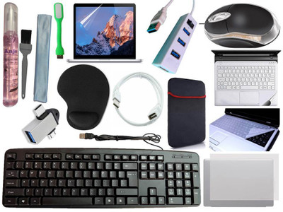 ANJO KeyboardLEDMous-WristPad-Hub-3n1Cl-OTG2n1-Ext-LED-Skin-14.6iScrn&KeyGuard&Sleeve Combo Set