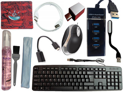 ANJO Keyboard-LED Mouse-Pad-3.0 USB Hub-3in1 Cleaner-OTG C&Micro-Ext Cable 1.5m-LED Combo Set