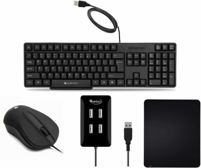 ZEBRONICS K20 Wired Keyboard, Wing Wired Optical Mouse, 4 port USB Hub and Mouse PAD Combo Set Designed for Gaming(Black)