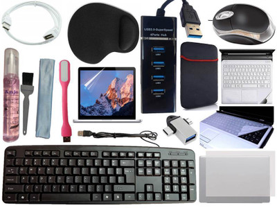 ANJO KeyboardLEDMous-WrisPad-3Hub-3n1ClnOTG2n1-Ext-LED-Skin-14.6iScrn&KeyGuard&Sleeve Combo Set