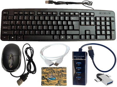 ANJO USB Keyboard-LED Mouse-Mouse Pad-3.0 USB Hub-2in1 OTG Micro&TypeC-Ext Cable 1.5m Combo Set
