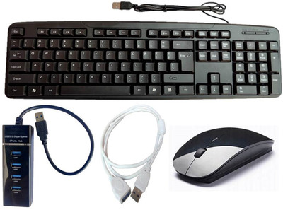ANJO USB Keyboard-Wireless Mouse-3.0 USB Hub-Ext Cable 1.5m Combo Set Designed for Gaming(Multicolor)