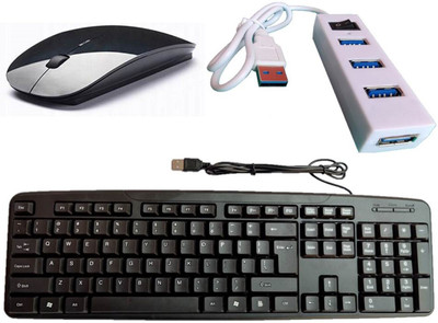 ANJO Wired USB Keyboard-Wireless Mouse- 2.0 USB Hub Combo Set Designed for Gaming(Multicolor)