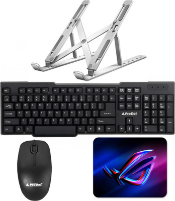 Henture Prodot Keyboard and Mouse Combo with Aluminium Laptop Standand and Mouse Pad Combo Set Designed for Gaming(Black)