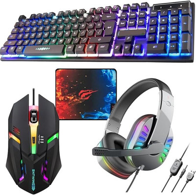 ENTWINO Gaming Combo, RGB Keyboard, Mouse & Headphone Set, Free Mousepad Combo Set Designed for Gaming(Multicolor)