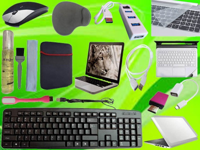 ANJO KeyboardWirelesMous-WrPad-Hub-3n1Cl-OTGCM-LED-Ext-Skin-14.6iScrn&KeyGuard&Sleeve Combo Set