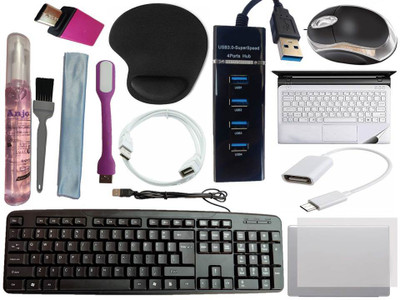 ANJO Keyboard-LED Mouse-Wrist Support Pad-3.0Hub-3in1Cleaner-OTG C&Micro-Ext-LED-Skin Combo Set