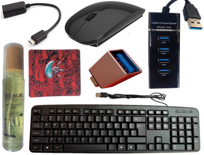 ANJO USB Keyboard-Wireless Mouse-Pad-3.0 USB Hub-Cleaner-OTG Micro & C Type Combo Set