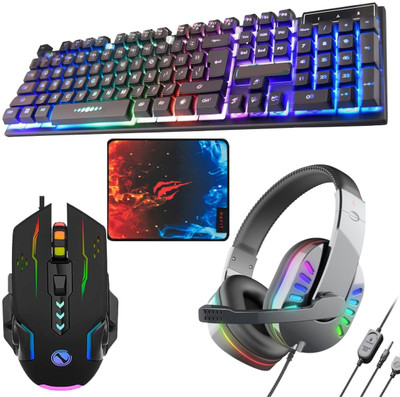 ENTWINO 4 in 1 Gaming Keyboard Mouse Combo With Gaming Headphone + Mousepad Combo Set Designed for Gaming(Black) ENTWINO 4 in 1 Gaming Keyboard Mouse Combo With Gaming Headphone + Mousepad Combo Set Designed for Gaming(Black)