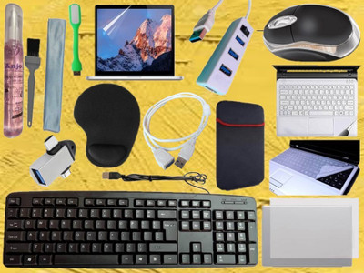ANJO KeyboardLEDMous-WristPad-Hub-3n1Cl-OTG2n1-Ext-LED-Skin-15.6iScrn&KeyGuard&Sleeve Combo Set