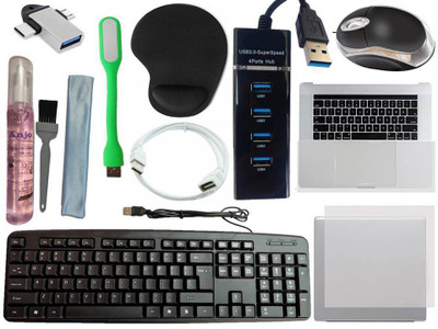 ANJO Keyboard-LED Mouse-Wrist Support Pad-3.0 Hub-3in1 Cleaner-OTG 2in1-Ext-LED-Skin Combo Set
