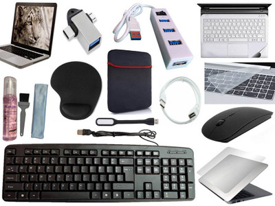 ANJO KeyboardWirelesMous-WPad-Hub-3n1Cl-OTG2n1-Ext-LED-Skin-15.6iScrn&KeyGuard&Sleeve Combo Set