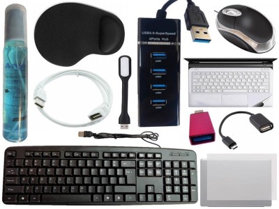 ANJO Keyboard-LED Mouse-Wrist Support Pad-3.0Hub-Cleaner-OTG C&Micro-Ext-LED-Skin Combo Set