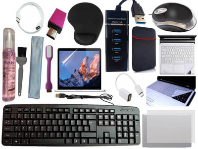 ANJO KeyboardLEDMous-WristPad-3Hub-3n1Cl-OTGCM-Ext-LED-Skin-14.6iScrn&KeyGuard&Sleeve Combo Set