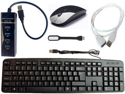 ANJO USB Keyboard-Wireless Mouse-3.0 USB Hub-Ext Cable 1.5m-LED Combo Set