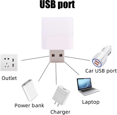 Shreejee LED Plug in USB Bulbs for Room,Bathroom,Car,Nursery,Kitchen,Stairs etc. X10.83 Night Lamp(2.5 cm, White Bright Light)