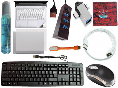 ANJO Keyboard-LED Mouse-Mouse Pad-2.0 Hub-Cleaner-OTG M&C 2in1-Ext 1.5m-LED-Skin Combo Set