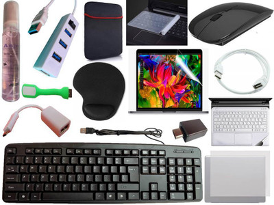 ANJO KeyboardWirelsMous-WristPad-Hub-Cln-OTGCM-Ext-LED-Skin-14.6iScrn&KeyGuard&Sleeve Combo Set