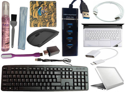 ANJO Keyboard-Wireless Mouse-Pad-3.0USB Hub-3in1Cleaner-OTG C&Micro-Ext-LED-Skin Combo Set