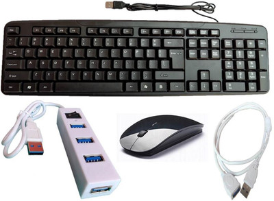 ANJO USB Keyboard-Wireless Mouse-2.0 USB Hub-Ext Cable 1.5m Combo Set Designed for Gaming(Multicolor)