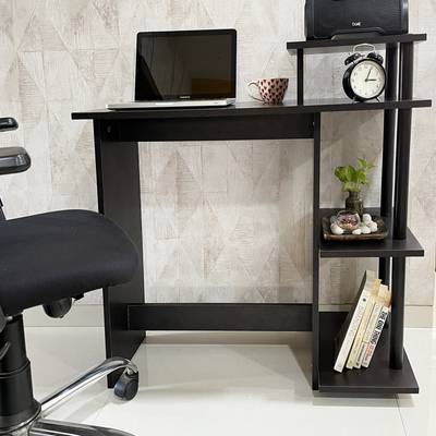 KAWACHI Wooden Laptop Table Computer Desk Bookshelf, Printer Files Shelves Engineered Wood Computer Desk