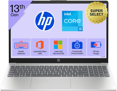 HP Laptop Intel Core i3 13th Gen 1315U - (8 GB/512 GB SSD/Windows 11 Home) 15-fd0568TU Thin and Light Laptop(15.6 inch, Natural Silver, 1.59 kg, With MS Office)