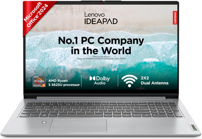 Lenovo IdeaPad 1 MSO'2024 AMD Ryzen 5 Hexa Core 5625U AMD Ryzen 5 Hexa Core 5625U - (16 GB/512 GB SSD/Windows 11 Home) 15ALC7 Thin and Light Laptop(15.6 Inch, Cloud Grey, 1.61 Kg, With MS Office)