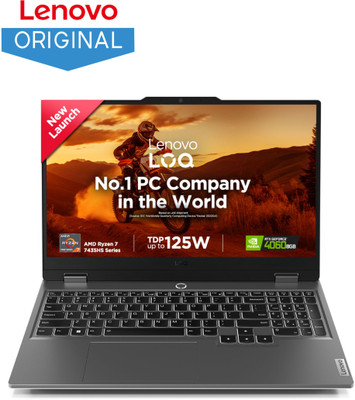Lenovo LOQ AMD Ryzen 7 Octa Core 7435HS - (24 GB/512 GB SSD/Windows 11 Home/8 GB Graphics/NVIDIA GeForce RTX 4060) 15ARP9 Gaming Laptop(15.6 Inch, Luna Grey, 2.38 Kg, With MS Office)