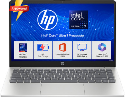 HP 14 AI PC Intel Core Ultra 7 - (16 GB/1 TB SSD/Windows 11 Home) 14-ep1152TU Thin and Light Laptop(14 Inch, Natural Silver, 1.4 kg, With MS Office)