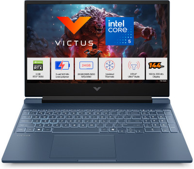 HP Victus Intel Core 5 210H - (24 GB/512 GB SSD/Windows 11 Home/6 GB Graphics/NVIDIA GeForce RTX 4050) 15-fa2506TX Gaming Laptop(15.6 inch, Performance Blue, Chrome Logo, 2.29 kg, With MS Office)