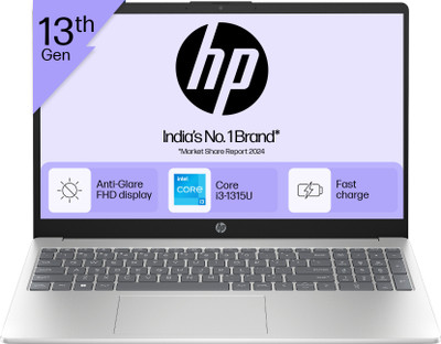 HP MS Office 2024 Intel Core i3 13th Gen 1315U - (8 GB/512 GB SSD/Windows 11 Home) fd0465TU Thin and Light Laptop(15.6 inch, Natural Silver, 1.59 Kg, With MS Office)