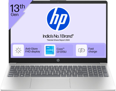 HP Laptop Intel Core i3 13th Gen 1315U - (8 GB/512 GB SSD/Windows 11 Home) 15-fd0129TU Thin and Light Laptop(15.6 inch, Natural Silver, 1.59 kg, With MS Office)