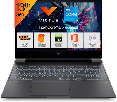 HP Victus Intel Core i5 13th Gen 13420H - (16 GB/512 GB SSD/Windows 11 Home/6 GB Graphics/NVIDIA GeForce RTX 4050/144 Hz) 15-fa2381TX / 15-fa2701TX / 15-fa1278TX Gaming Laptop(15.6 inch, Mica Silver, 2.29 Kg, With MS Office)