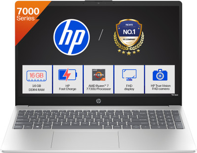 HP 15 AMD Ryzen 7 Octa Core 7730U - (16 GB/512 GB SSD/Windows 11 Home) 15-fc0761AU Thin and Light Laptop(15.6 inch, Natural Silver, 1.59 kg, With MS Office)