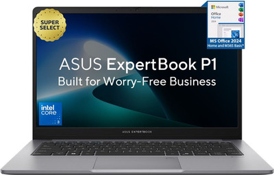 ASUS ExpertBook P1 (i3 14th Gen) with 1 Yr ADP Intel Core 3 14th Gen 100U - (8 GB/512 GB SSD/Windows 11 Home) P1503CVA-S72562WS Thin and Light Laptop(15.6 Inch, Misty Grey, 1.62 kg, With MS Office)